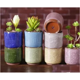 Vasi per fioriere Mini vaso di fiori in ceramica incrinato di ghiaccio Colorf Vaso di fiori carino per la decorazione del desktop Piante in vaso carnose Dc941 Drop Deli Dha8L