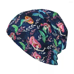 Berets Little Merry Mermaids Elegante Stretch Knit Slouchy Beanie Cap Multifuncional Skull Hat para Homens Mulheres