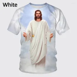 T-shirt da uomo Moda stampata in 3D Croce cristiana Gesù T-shirt cool Top divertenti Preghiera manica corta