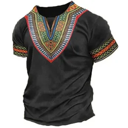 Męskie tshirts afrykańskie ubrania dla mężczyzn dashiki thirt tradycyjne ubrania odzież krótki rękaw zwykły retro streetwear vintage etniczny styl 230914