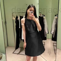 Urban Sexy Dresses Designer High End Women’s 2023 Autumn Product New Celebrity Style Butterfly Back Back Black Dress Strap 3YA0