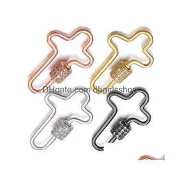 CLASPS HOOKS RIVERSR CZ MICRO PAVE SCREW VIT POCK GUL GUL Black Cor Copper Zircon Pendant Connectors DIY SMEECHNY FUNKTIONER HELA DHKX4