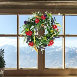 Dekoracyjne wieńce drzwiowe na przednią zewnętrzną wiosenne i letnie dekoracje werandy sztuczne kwiaty