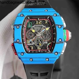 RicharMilles Orologi Movimento meccanico meccanico di lusso Quadrante in ceramica Cinturino in caucciù RM65-01 Completamente * 40mm * 50mm * 16mm quadrante luminoso con cassa in acciaio raffinato