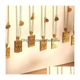 Pendant Necklaces 12 Zodiac Sign Tarot Necklace Gold Chain Leo Cancer Pendants Charm Star Choker Astrology For Women Girls Fashion Jew Dh1V0