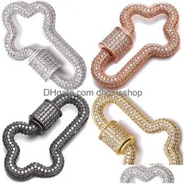 Chiusure Ganci Riversr Cz Micro Pave Vite Accessori Pistola in oro rosa bianco Croce nera Rame Zircone Connettore Elementi di fissaggio Gioielli fai da te Mak Dhc5T