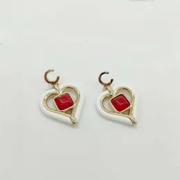 2023 Collana con ciondolo a forma di cuore con ciondolo di qualità di lusso con orecchino a goccia di colore rosso e bianco placcato in oro 18 carati con scatola per timbri PS7253h