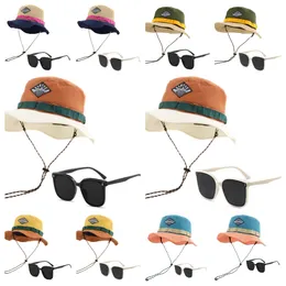 Mieszaj dopasowanie 5 czapek i 2 szklanki sporty na świeżym powietrzu Sporty szybkie suszenie czapki do suszenia okulary przeciwsłoneczne Kolor Blok Złóż małą torbę Fisherman Hats GM Szklanki Mężczyźni i kobiety szklanki czapek