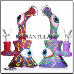 1PC Glass Bong Noctilucent 3D Hookah Coloured drawing Hallowen Style glass bongs Multi-color Funny Hookah with Bowl Smoking Accessories