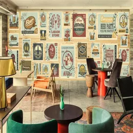 Wallpapers Vintage Beer Stamp Theme Custom Wallpaper Bar KTV Industrial Decor Background Wall Mural Club Papel Tapiz