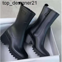 2023 Luxurys Designer Frauen Regenstiefel England Stil Wasserdichte Welly Gummi Wasser Regen Schuhe Ankle Boot Booties Damen Stiefel