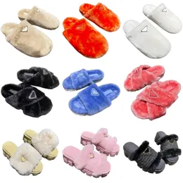 Slippers Triangle Logo Designer Shoes Winter Fur Fur Sandals Open Toe Beach Shoes Classic Women's Platfor