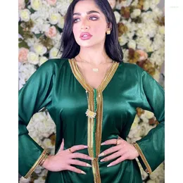 Ubranie etniczne muzułmańska eid mubarak plama elegancka moda siskakia marokańska kaftan dubai sukienki dla kobiet złota wstążka maxi długie rękaw
