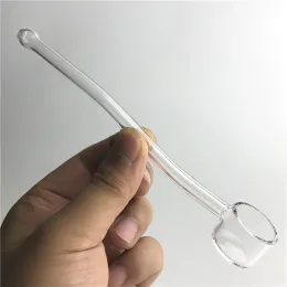 Quartz Banger Pipe Nector Collector Spoon Straw Tube Hookah Tobak Cigarett Flat Top Thick Glass Oil Burner Pipes ZZ