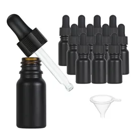 Förvaringsflaskor burkar 12 st svart belagd droppflaska eterisk oljeglasvätska 10 ml droppe för mas pipett påfyllningsbar leverans ho dhj2c