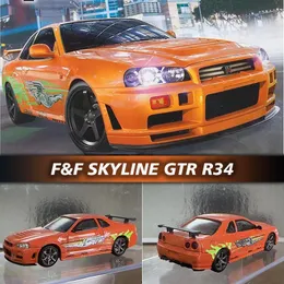 Литая под давлением модель SW SH в наличии 1 64 F Skyline GTR BN R34 Diorama Коллекция автомобилей Миниатюрные игрушки Carros 230912