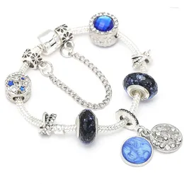 Strand Star Blue Woman Bracelet Fit DIY S925 Silver Chain Beads Original Jewelry Excessories Handmade Rolelesale