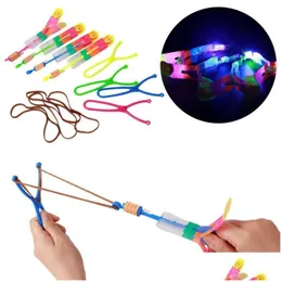 Other Lights Lighting Amazing Led Light Arrow Rocket Helicopter Rotating Flying Toys Catapt Toy Up Kid Party Favor Fun Gift Elastic Dr Dhmjk