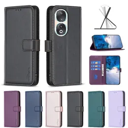 Vanliga PU -läderplånbok Fall för Samsung M34 5G S23 Fe Huawei Mate 60 Pro Honor 90 Lite Fashion Business Credit ID -kortplats Holder Flip Cover Magnetic Phone Pouch