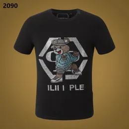 새로운 스타일 Phillip Plain Men 티셔츠 디자이너 PP 두개골 다이아몬드 티셔츠 짧은 슬리브 달러 브라운 베어 브랜드 O-Neck 고품질 파리 티셔츠 PP 폴로 셔츠 FP2090