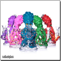 1PC Glass Bong 3D Hookah Hallowen Style glass bongs eye octopus tentacle Dab rig Multi-color Funny Hookah with Bowl Smoking Accessories