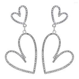 Boucles d'oreilles romantiques Double cœur en cristal pour femmes et filles, Simple, déclaration coréenne, bijoux de mariage, cadeau de fête