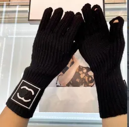 Fünf-Finger-Handschuhe, Alphabet-Kaschmir-warme Handschuhe, Kanalhandschuh, luxuriös, winddicht, warm, Top-Qualität, Wollstrickhandschuhe, Fäustlinge für Damen, Winterwolle-Handschuh, T