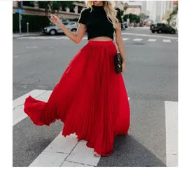 Jupes 2023 Été Femmes Jupe plissée Mode Boho Élégant Taille élastique Longue Maxi Femelle Big Swing Évasée