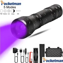 Flashlights Torches Flashlights Torches Modes Led Uv Traviolet Torch With Zoom Function Mini Black Light Pet Urine Stains Detector Sco Dhot5