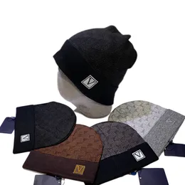Stickad Beanie Hat Wool Designer Cap Winter Skull Caps For Man Woman Hats Warm 3 Styles Breatble Letter Plaid Design