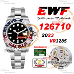 EWF GMT PEPSI 12671 VR3285 Męskie zegarek Red Blue Ceramics Rame Black Dial Stick Markery 904L Stalowe ostrygi Bransoletka Super Edition PuretimeWatch 04