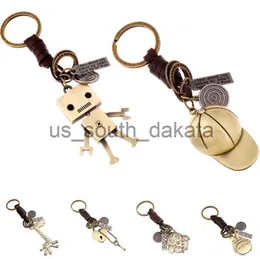 Key Rings Update Baseball Cap Key Ring Movable Robot Giraffe Owl Heart Keychain Holders Bag Hangs Fashion Jewelry x0914