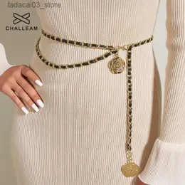 Bälten Kvinnor Gold Color Chain Belt Famale Multilayer Chunky Metal High Tassel Midja Belly Blomkedjiga kroppsmycken 403 Q230914