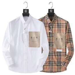Camisa de hombre, camiseta, camisa de negocios informal elegante, color sólido a cuadros a rayas, bordado de talla grande M-4XL para hombre