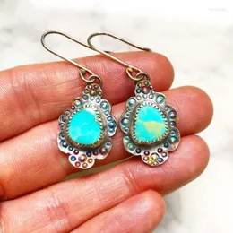 Dangle Earrings Vintage Filigree Drop Ethnic Bohemia BlueTurquoises Teardrop For Women Retro Charm Statement Jewelry