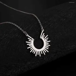Pendant Necklaces Pendant Necklaces Dreamtimes Double Hanging Glossy Sun Flower Line For Women Charm Necklace Stainless Steel Gift Accessories x0913