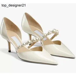 NOWOŚĆ 23SS słynny letni sandały z aurelie buty nagie czarne białe patentowe skórzane pompki Kobiety spiczasty palec ślub ślubny Lady Sandalias Women High Heel