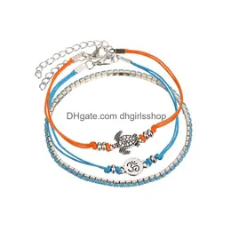 Fußkettchen Casual Weibliche Böhmische Shell Herz Sommer Für Frauen Schildkröte Knöchel Armbänder Mädchen Auf Bein Kette Schmuck Geschenk Drop Lieferung dhelw