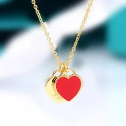 Woman Necklace designer accessories wholesale heart-shaped stainless steel double heart jewelry Christmas ladies luxury women pendant diamond box wit