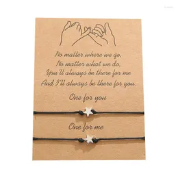 Charm Bracelets 2 PCS Wishing Card Star Friendship Sticker Adjustable Fabric Bracelet Fashion Jewelry Gift Ladies Men Children