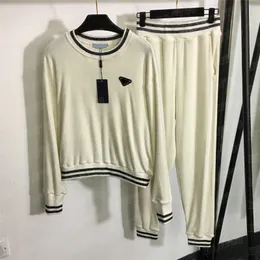 Carta crachá malha hoodies sweatpants feminino fatos de treino manga longa pulôver calças esportivas moda duas peças