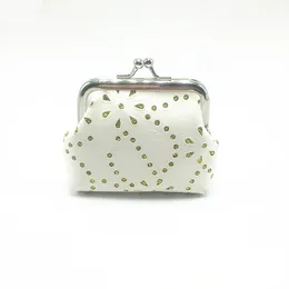 12pcs Coin Purses DIY White Blank PU Floral Hollow Out Sequins Hasp Short Wallets