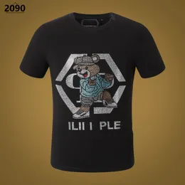 Ny stil Phillip Plain Men t-shirt designer pp skalle diamant t shirt kort hylsa dollar brun björn varumärke o-hals högkvalitativ paris t-shirt pp polo shirt wp2090