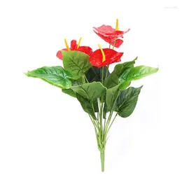 Dekorative Blumen 1 Bündel künstliche simulierte Anthurium-Grünpflanzen für Heimtextilien El-Dekorationen