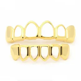 Ensemble de dents Grillz en or pour hommes, bijoux Hip Hop de haute qualité, grilles creuses noires, livraison directe Dhbgn