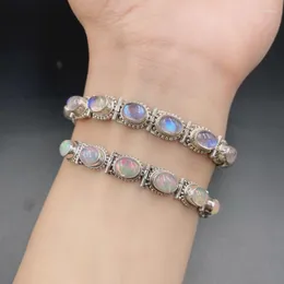 Charm Bracelets Nepal Style Silver Ornaments Opal Blue Moonstone Bracelet Female Personality Creative Accessories