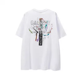 Galerie Dept Harajuku 23ss Spring Vintage Mrane litery Rainbow Reflection Drukowane logo T Shirt Lose Oversied Hip Hop unisex krótkie koszulki z krótkim rękawem 06
