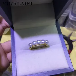 Cluster Rings YIKALAISI 925 Sterling Silver Jewelry Pearl 2023 Fine Natural 4-5mm For Women Wholesale