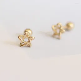 Studörhängen Goldtutu 9K True Gold Star Earring Skruv tillbaka 2023 Fina barn Högkvalitativa smycken Dainty Small For Women