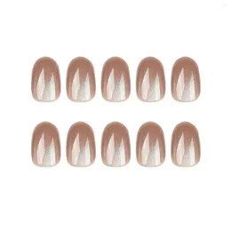 Unhas Falsas Cor Latte Com Decoração S Falso Prego Natural Inquebrável Desgaste Simples Para Combinação De Vestido De Menina